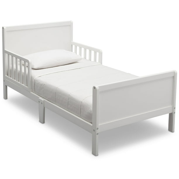 Find metal frames platform frames wooden frames and adjustable frames. delta children epic wood toddler bed with attached guardrails bianca white