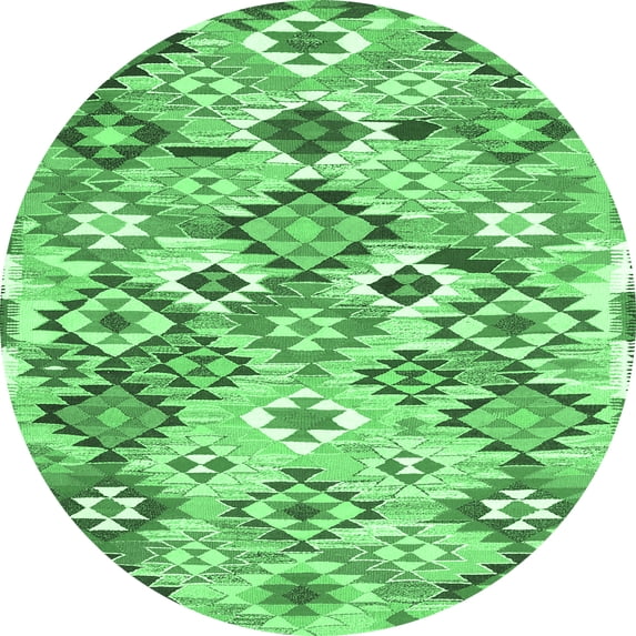 Ahgly Company Indoor Round Southwestern Emerald Green Country Area Rugs, 6' Round