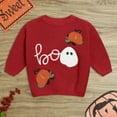 thumbnail image 2 of NIEWTR Casual Baby Boys Pumpkin Print Sweatshirt Pants Clothes Set Fall Color Block O-Neck Long Sleeves Pullover Tops Jogger Sweatpants Outfits (2-3 Months,Z091-Red), 2 of 6