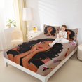 thumbnail image 3 of Castle Fairy Glam Black Woman Bed Sheets 4-Piece,Makeup Print Full Size Sheets,Brown Black,1 Fitted Sheet, 1 Flat Sheet and 2 Pillowcases, 3 of 6
