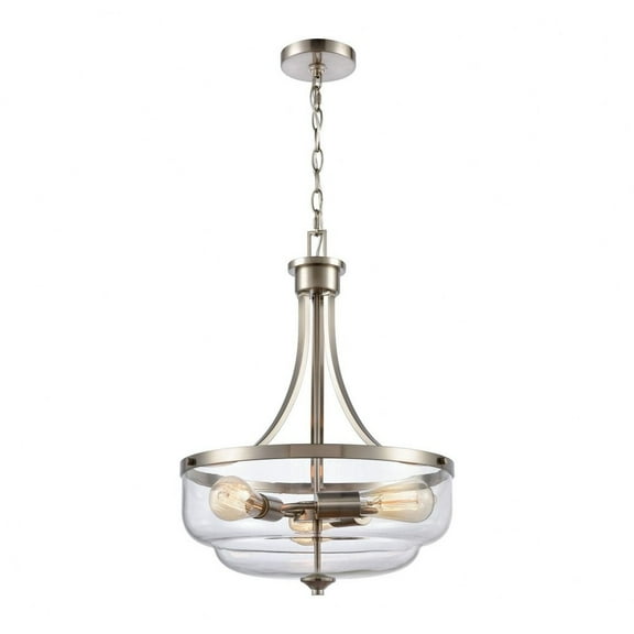 CN320342-Thomas Lighting-3 Light Large Pendant-Brushed Nickel Finish    -Traditional Installation
