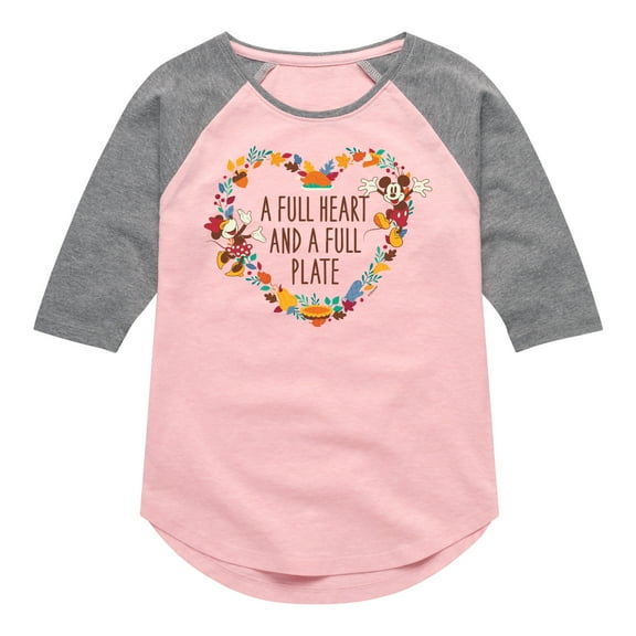 Mickey & Friends - A Full Heart And A Full Plate - Toddler and Youth Girls Raglan Graphic T-Shirt