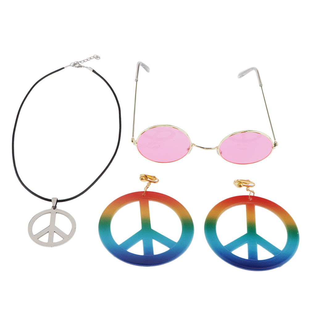 6 Styles 18 Pieces Peace Sign Necklace Hippie Peace Sign Pendant 60s 70s Hippie Costume Accessories for Women Men Party Favors 