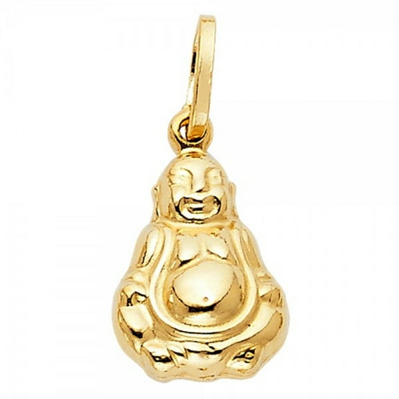 Solid 14k Yellow Gold Buddha Pendant Polished Religious Chinese Charm Genuine High Quality New Small 16 mm x 10 mm
