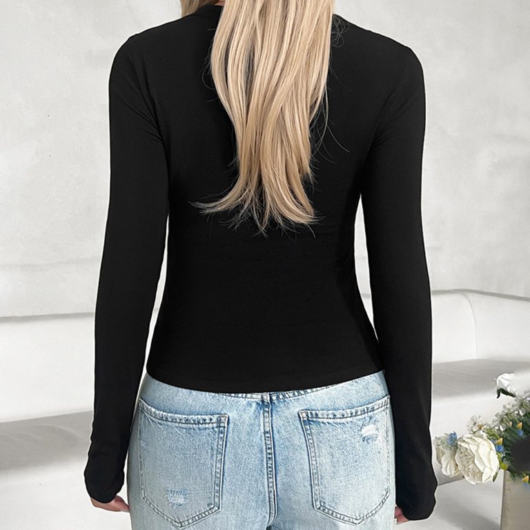 ANRABESS Women's Long Sleeve V-Neck Color Block T-Shirt - Fall Casual Striped Top