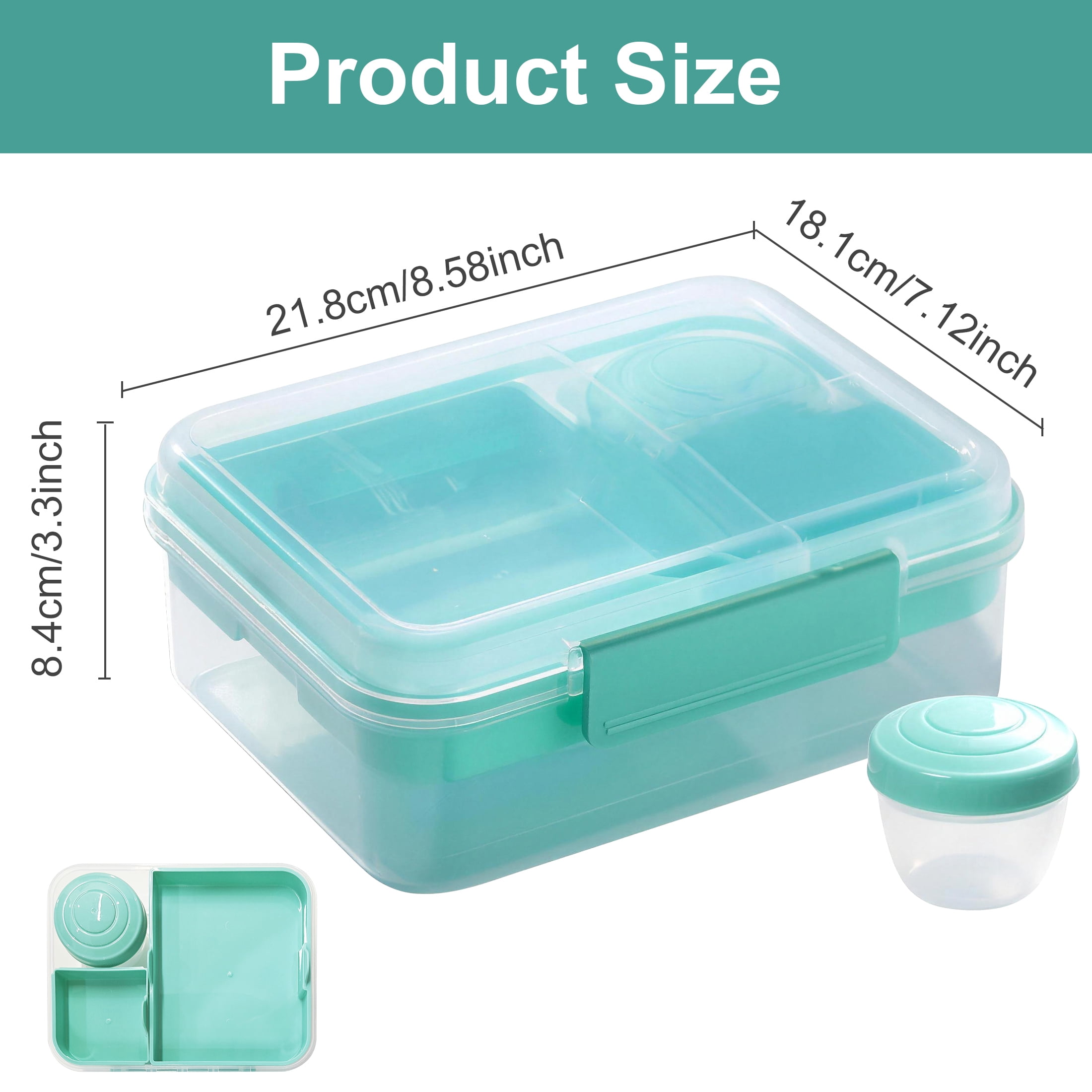 GARITIN Bento Box, Adult Lunch Bento Box, Plastic Lunch Box with Handle to Go, Lunch Containers for Adults, Portable Lunch Containers, Food Box Suit for Work Picnic Travel( 1.65 L )