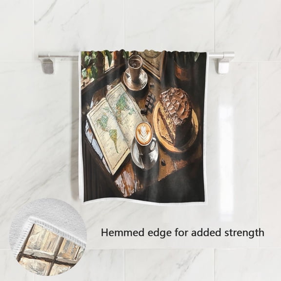 BZSMCE Bath Towel 30 X 15 in Soft Towel Coffee and Chocolate Cake Design Pattern