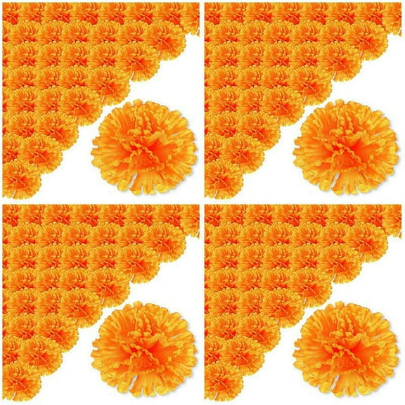 3.9Inch Marigold Flowers Artificial Day of the Dead Flower 200Pcs Fake for Garland Making