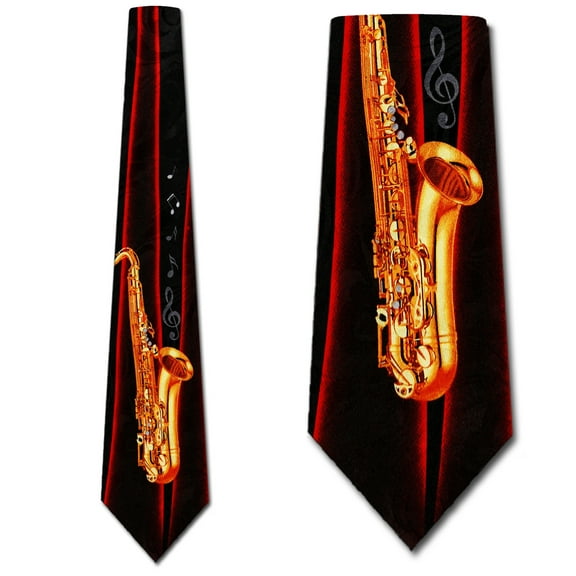 Saxophone Burst (Black) Necktie Mens Tie by Steven