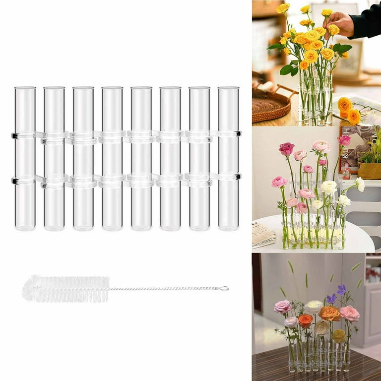 Hinged Flower Vase, Hydroponic Test Tube Vase, Flower Arranging Container,  Plant Display Holder Set, Table Centerpieces Vase With Brush And S Hooks