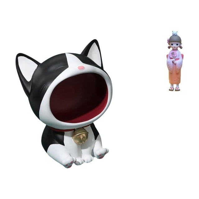 Estatua de resina de geisha de gato asiático, adorno artesanal, figura decorativa para centro de mesa, dormitorio, escritorio, sala de estar, cuenco p