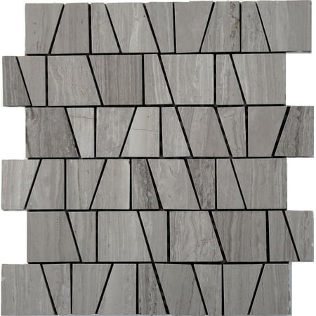 Solistone Haisa 12 In X Geometric Honed Dark Gray Marble Geometric Honed Dark Gray Marble Mosaic Wall Tile Case Of 10