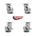 thumbnail image 2 of 5 Inch V Groove Semi Steel Swivel Caster Set with Ball Bearings 2 Brakes SCC, 2 of 2