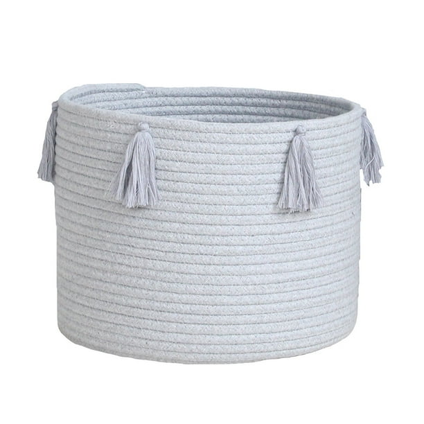 Advancent Cesta de almacenamiento tejida con cuerda de algodón, organizador de lavandería, artículos diversos, cestas, decoración multiusos Almacenamiento y organización del hogar Gris