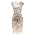 thumbnail image 2 of 1920s Flapper Dress Great Gatsby Dress O-Neck Cap Sleeve Sequin Fringe Party Midi Dress Vestido Summer Women Dress Xxxl PlusSize, 2 of 5