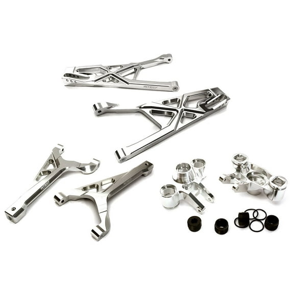 Integy RC Toy Model Hop-ups C28157SILVER Billet Machined Front Suspension Set for Traxxas 1/10 Scale Summit 4WD
