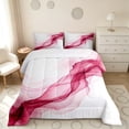 thumbnail image 2 of Manfei Watercolor Ink Painting Full Size Comforter Sets, Modern Abstract Art Bedding Comforter Set, Pink White, Black Reversible 3 Pieces, 1 Comforter and 2 Pillowcases, 2 of 6