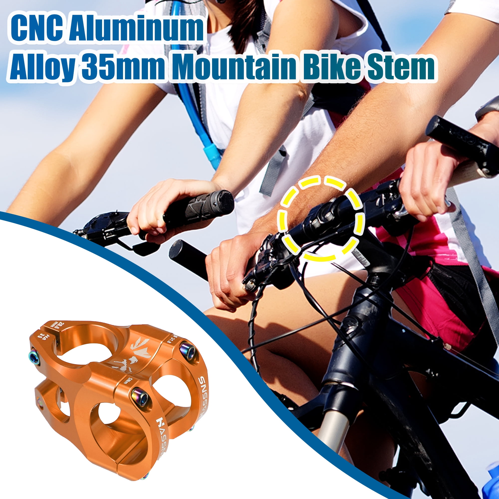 Unique Bargains CNC Aluminum Alloy 35mm Mountain Bike Stem for Bicycle Orange