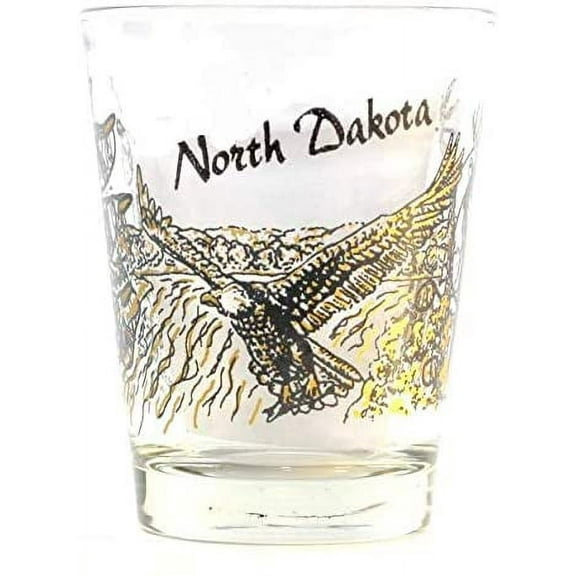 North Dakota Wilderness Eagle Wolf Deer Shot Glass