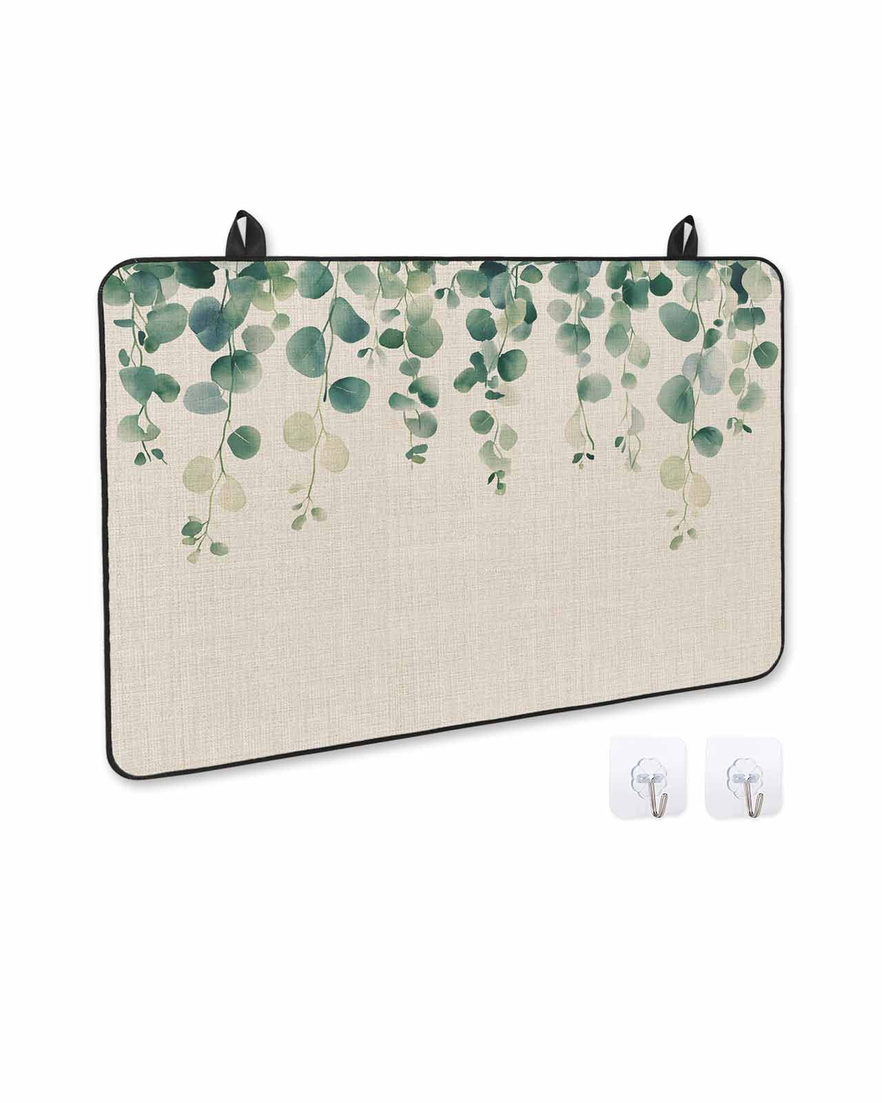 nqOlkjepod Large Induction Cooktop Protector Mat 24"x21", Rustic Leaves Stove Top Covers for Electric Stove, Vintage Spring Botanical Eucalyptus Vines Stove Burner Cover Mats, Glass Top Stove Cover
