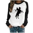 thumbnail image 1 of CEHVOM Mode Femmes Décontracté Imprimé Col Rond Manches Longues T-Shirt Ample Blouse Pull Tops Chandails en Molleton Sans Capuche Liquidation, 1 of 4