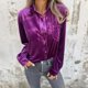 thumbnail image 1 of HongQid Women's Velvet Fall Outfits Dressy Casual Button Down Long Bell Sleeve Holiday Tops Shirts Trendy 80s Outfits, 1 of 6