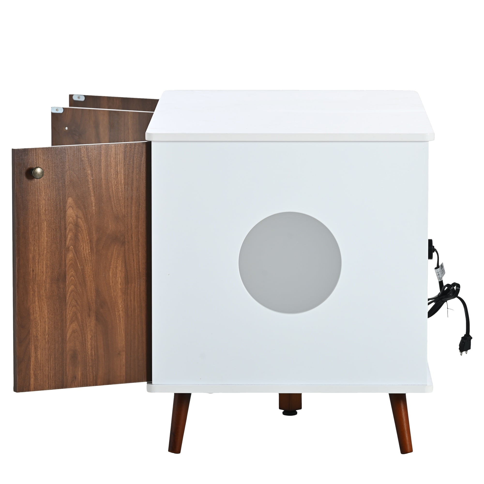 Pefilos 39" Litter Box Enclosure, Cat Litter Box Furniture with Hidden Plug, 3 Doors Indoor Cat House Washroom, White+Brown Pefilos 39" Litter Box Enclosure, Cat Litter Box Furniture with Hidden Plug, 3 Doors Indoor Cat House Washroom, White+Brown