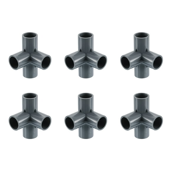 1/2" Fittings, 6Pcs 4 Way Elbow Connector Elbow Corner Fitting, Grey