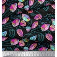 thumbnail image 2 of Soimoi Black Modal Satin Fabric Stone & Diamond Geometric Fabric Prints By Yard 42 Inch Wide, 2 of 3