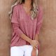 thumbnail image 5 of Blusa de mujer con cuello en V, informal, con hombros caídos, manga murciélago, manga murciélago Fridja ghj987+5667, 5 of 6