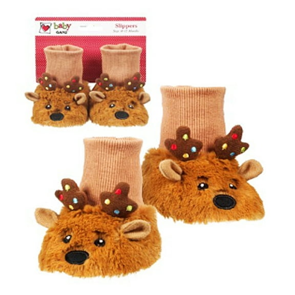 Merry and Bright Reindeer Baby Slippers - By Ganz (Size: 0-12 Months)