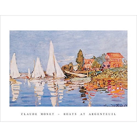 Boats at Argenteuil by Claude Monet - Multicolor Art Print Poster 14x11 inches Unframed
