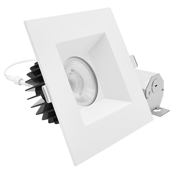 LUXRITE 6 In. LED Regressed Light with Square White Trim, 22W, 1800LM, 5CCT, 38 Beam, Dimmable, Twist-N-Lock CRI90 ETL