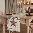 thumbnail image 2 of Table Runners 72 Inches Long Dress Scarves, Texas Star Vintage Farmhouse Kitchen/Dining Table Runner, Coffee Tablerunners, Brown Retro Berry Beige Wooden 18x72 Inch, 2 of 9