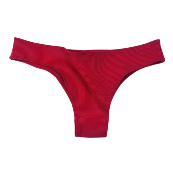 huanledash Women Panties Solid Color Breathable Thread Low Waist Soft Sweat Absorption Cotton High Elasticity G-string for Daily Wear