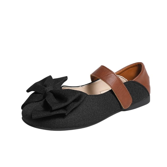 Womens Preppy Vintage Mary Jane Flats Faux Suede Bow Hook-and-Loop Strap Round Toe Cushioned Insole Non-Slip Sole Black,Size 9.5