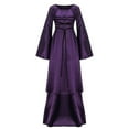 thumbnail image 2 of Zpanxa Renaissance Dress for Women, Gothic Halloween Costume Medieval Wedding Dress, Solid Splicing Flared Long Sleeve Princess Dress, Gothic Victorian Vampire Maxi Dress Purple S, 2 of 5