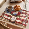 thumbnail image 3 of 4th of July Placemats Set of 4 Independence Day Floral American Flag Place Mats Indoor Wipeable Table Mats Washable Cloth Dining Table Placemats for Kitchen Holiday Party Home Decor 13x19 Inch, 3 of 9