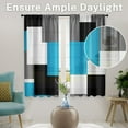 thumbnail image 3 of Blue Kitchen Curtains 63 Inch Length Geometric Window Curtains Over Sink Set of 2, Black Grey White Curtain for Bedroom Living Room, Modern Abstract Kitchen Decor 42x63 Inch, 3 of 6