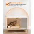 thumbnail image 3 of Mueble Arenero, Mueble de Caja Arenero para Gatos,con Alfombrilla Rascadora, Patas Altas, 80 x 50 x 55 cm, Blanco y Dorado, 3 of 9