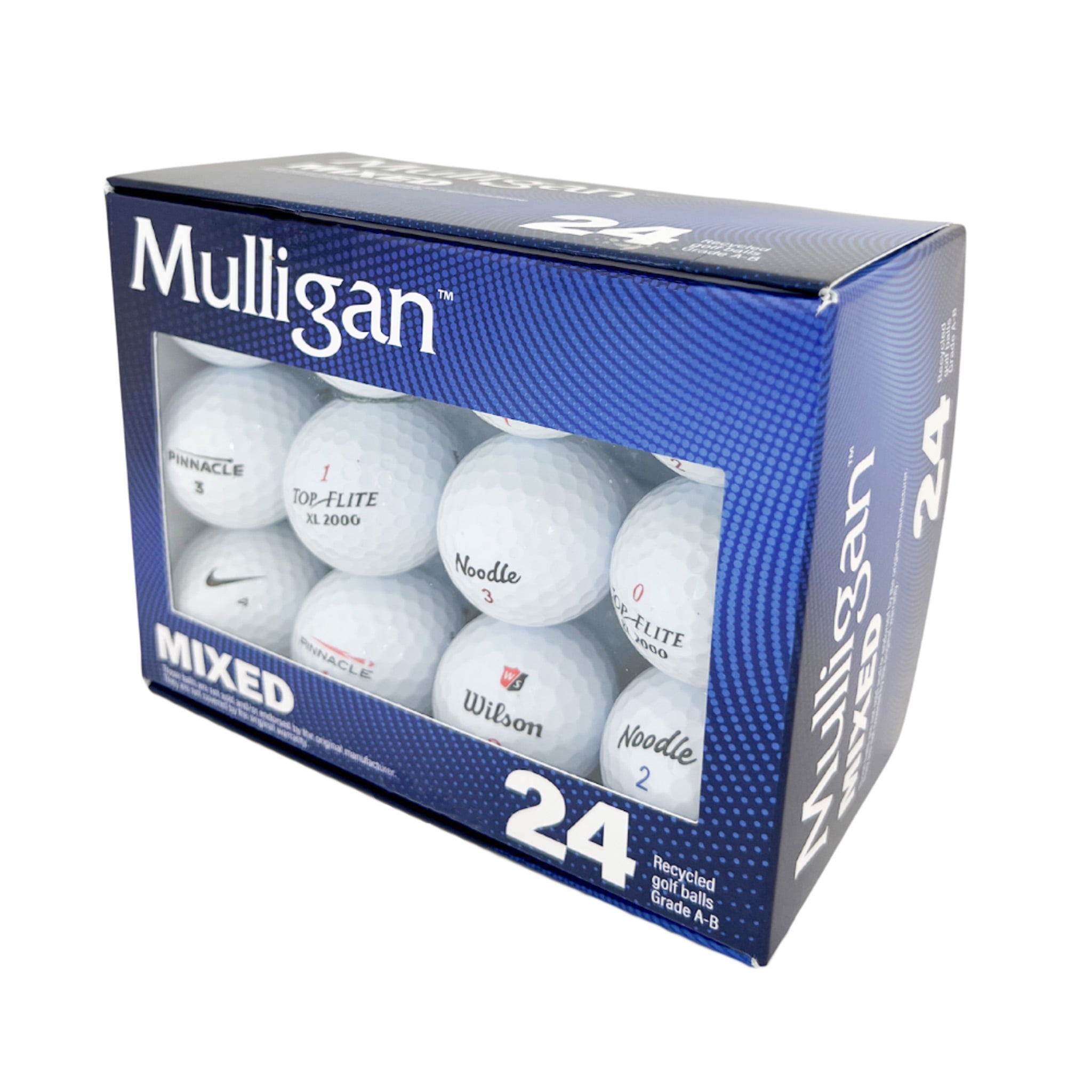 (2 pack) Mulligan Recycled White Golf Balls, Mixed Brands – 24pk