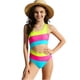 thumbnail image 2 of Traje de baño de una pieza para mujer, conjunto de bikini para mujer y niña, verano, color liso, empalme de color, un solo hombro, traje de baño de playa integrado para niños y niñas, top de poliéster, 2 of 5