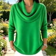 thumbnail image 2 of Lnmiateer Women Lightweight Cowl Neck Knit Pullover Sweater 2026 Fall Winter Long Sleeve Loose Basic Casual Design Daily Weekend Going Out Outfit, 2 of 5