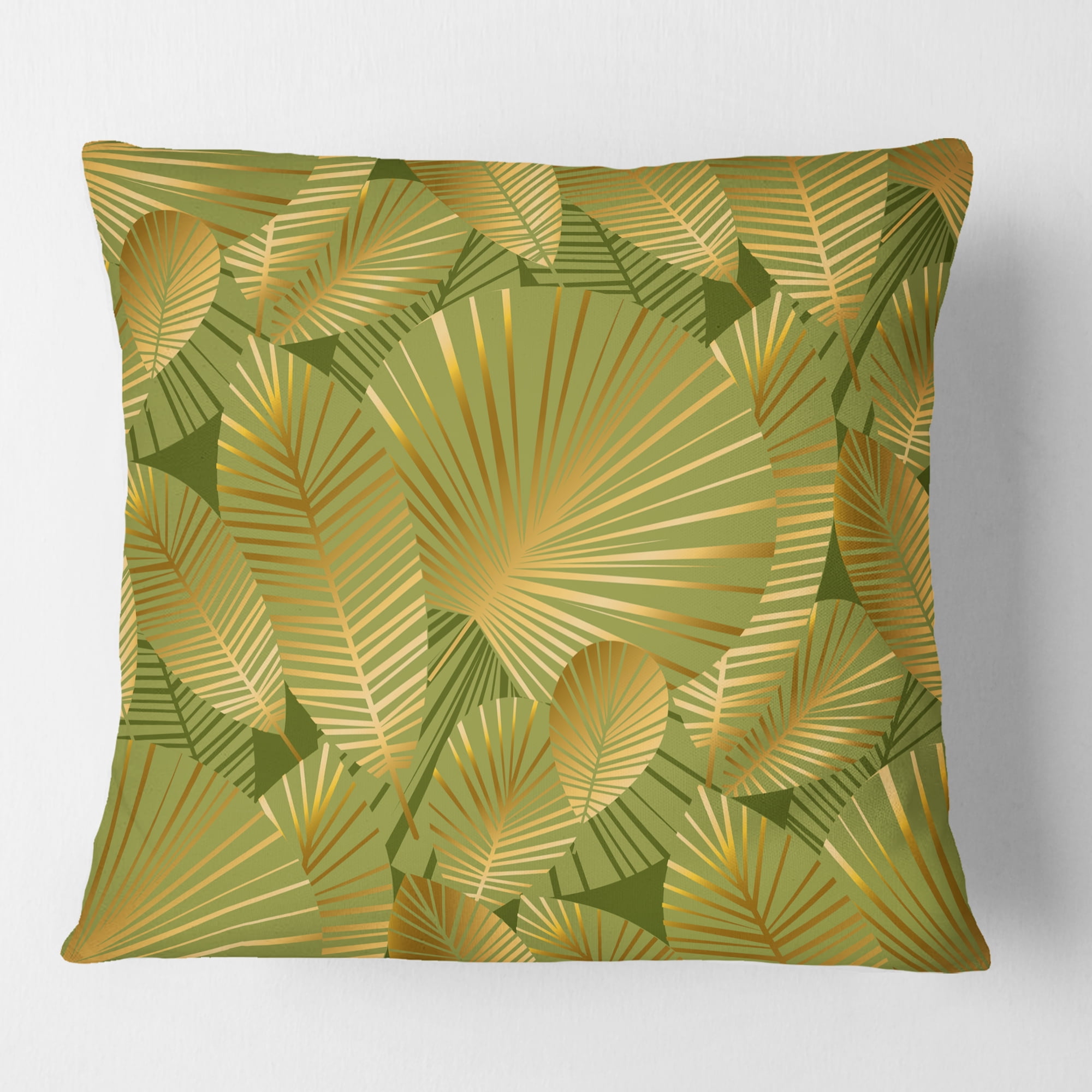 Designart Golden Leaves I' Mid-Century Modern Throw Pillow - 16x16