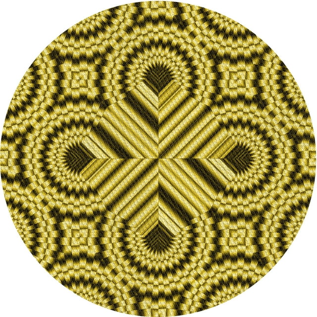 Ahgly Company Machine Washable Indoor Round Transitional Bright Gold Yellow Area Rugs, 3' Round