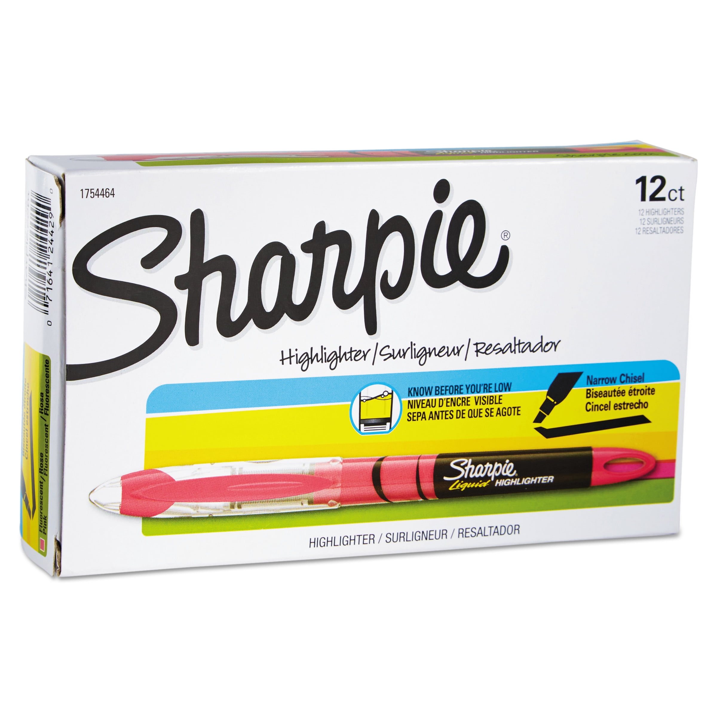 Sharpie Accent Liquid Pen Style Highlighter, Chisel Tip, Pink, 12 Count 