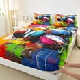 thumbnail image 3 of Feelyou Watercolor Rugby Kids Full Size Sheets, Art Splatter Splash Bed Sheets, Est Sleep Sports Sheet Sets, Super Cozy Room Decor, 4-Piece, 3 of 7