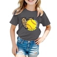 thumbnail image 1 of Rovga Hauts Fille 6-7 Ans Imprimés Lettres Dessin Animé Manches Courtes Col Rond T-Shirt Adorable Usage Quotidien Gris Foncé, 1 of 4