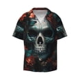 thumbnail image 4 of Salouo Butterfly Flower Skull Pattern Cuban Collar Shirts for Men Button-Down Shirt Men's Short Sleeve Shirts Hawaiian Shirts Casual Shirts -4X-Large, 4 of 6