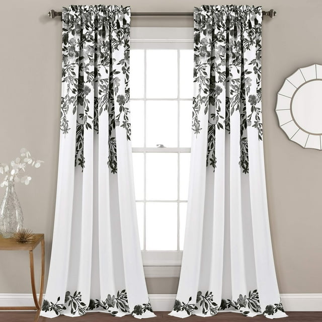 Lush Decor Tanisha - Juego de Cortinas para Ventanas filtrantes de luz, par - Estampado de Vid Floral, Hermoso, Moderno, Elegante decoración del hogar, 52 Pulgadas de Ancho x 84 Pulgadas de